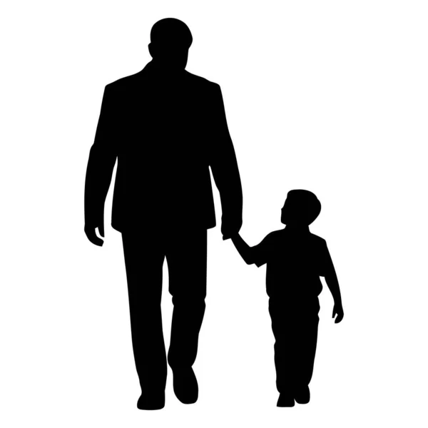 Baba ve Oğul Siluet Vektör Aile Bağları İllüstrasyonu