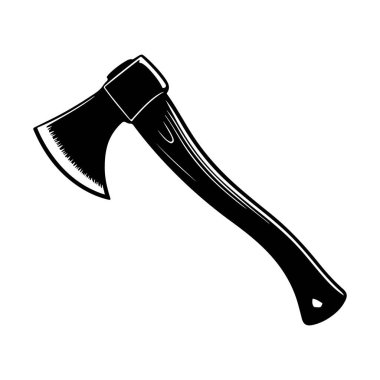 Axe Siluet Vektör Oduncu, Araç, Ahşap Kesme, Kamp, Hayatta Kalma, Avlanma Simgesi