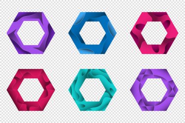 Logo, afiş ve diğer tasarım renkli 3d origami geometrik şekiller kümesi.