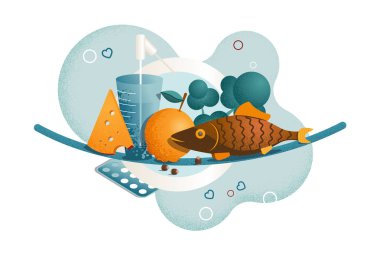 Sağlıklı yaşam tarzı, Fitness, spor beslenme ve tahıl dokusu unsurları ile kompozisyon.