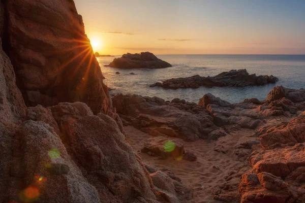Playa española en Lloret de Mar al amanecer — Foto de Stock