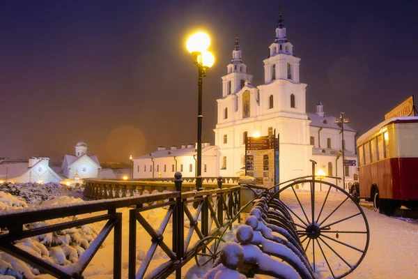 Minsk city landscape in winter evening — Stock Photo, Image