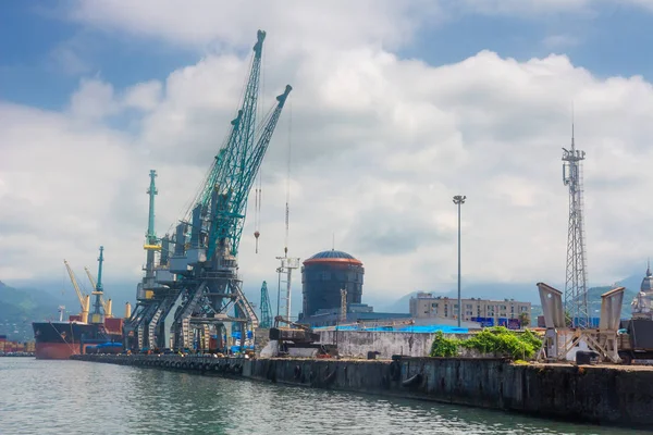 Kargo vinçler ile liman. Konteyner terminali Tersane.