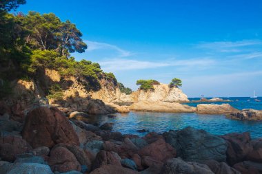 Lloret de Mar İspanyol sahilinde manzara tropikal manzara