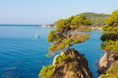 Lloret de mar. Akdeniz. Costa Brava deniz manzarası. Resim