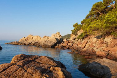 Lloret de Mar deniz manzarası. Costa Brav Akdeniz kıyıları