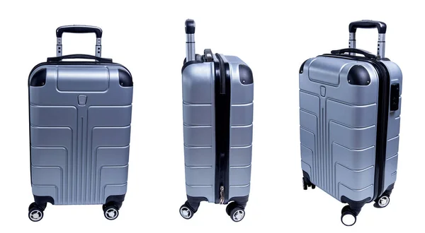 Different sides of travel luggage suitcase isolated on white bac — Stock Photo, Image