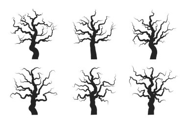 Ürkütücü Dalları ve Perili Tarzı olan Ürkütücü Cadılar Bayramı Ağacı Vektörü Resimleri