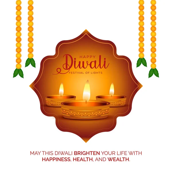 Dekoratif Parlak Yağlı Lambalarla Kutlama Kartı Arkaplanı Mutlu Diwali Festivali