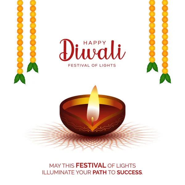 Modern Renkli Mutlu Diwali Festivali Arkaplanı Parlayan Diya Işık Dekorasyonu