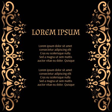 Kraliyet lüks arka plan vektör. Victoria altın sınır desen çiçek motifi. Düğün davetiyesi, yıldönümü partisi için Vintage tasarım kaydetmek tarihi bildirimi kartı, spa Güzellik veya gelin salon el ilanı.