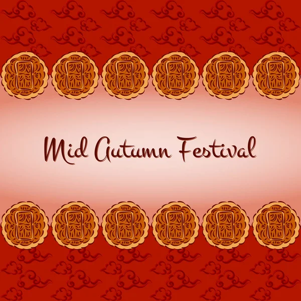 Mid Autumn Festival vector (Chuseok). Festive illustration with moon cakes and oriental clouds pattern. Design for background, greeting card, banner, flyer or wallpaper.