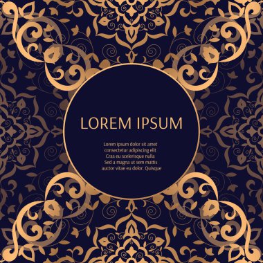 Lüks plan tasarlamak vektör. Altın düğün gövde tasarımı. Kraliyet daveti, spa Güzellik moda el ilanı, Gelin Duş ve Noel tatil kartları için Vintage çiçek süsleme. 