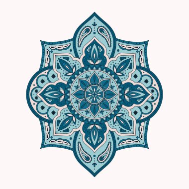 Çiçek Hint desenli tasarlamak vektör. Vintage çiçek etnik süsleme eşarp bandana baskı kumaşlar için. Oryantal halk tasarım madalyon, çingene yastık, boho nakış giyim, Hindistan için lüks düğün.