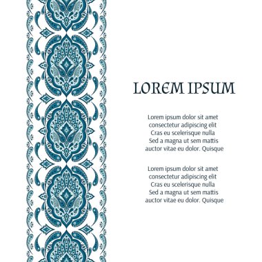 Çiçek Hint desenli desenli vektör kartı şablonu. Arapça vintage çiçek etnik süs tasarım Hindistan lüks düğün, ramazan tebrik, Fas spa, kaydetmek tarih, Gelin Duş, tatil. 