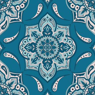 Çiçek Hint desenli tasarlamak vektör sorunsuz. Vintage çiçek etnik süsleme Endonezya batik Malaya peştemâli kumaşlar için. Oryantal halk tasarım çingene yatak Tekstil, battaniye, yastık, yorgan, boho giyim.