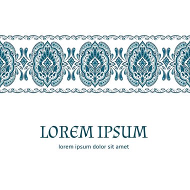 Çiçek Hint desenli desenli vektör sınır kartı. Türk vintage çiçek etnik süs tasarım Hindistan lüks düğün, ramazan tebrik, Fas spa, kaydetmek tarih, Gelin Duş, yıldönümü. 