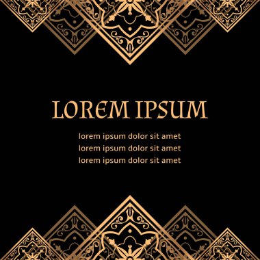 Lüks arka plan vektör. Altın Kraliyet desen. Güzellik spa, düğün töreni, tebrik kartı, yıldönümü şablon, menü kapsayan, Noel ve yeni yıl kavramları için Vintage art deco çini tasarım.