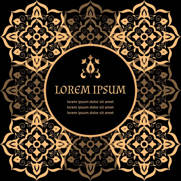 Arka plan vektör lüks Royal çerçeve. Victoria altın sınır desen çiçek motifi. Düğün davetiyesi için Vintage tasarım kaydetmek tarihi bildirimi kartı, yıldönümü partisi, spa Güzellik veya gelin salon.