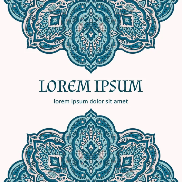 Çiçek Hint desenli desenli vektör sınır kartı. Antika Antika çiçek etnik süs tasarım Hindistan lüks düğün, ramazan tebrik, Fas spa, tarih, Gelin Duş, yıldönümü kaydetmek için. 