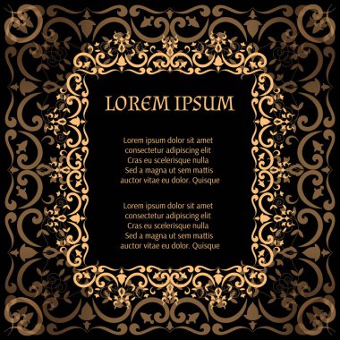 Kraliyet lüks arka plan vektör. Victoria altın kenarlık çerçeve desen çiçek motifi. Düğün davetiyesi, yıldönümü partisi için Vintage tasarım kaydetmek tarihi bildirimi kartı, spa Güzellik veya gelin salon el ilanı.