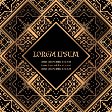 Lüks arka plan vektör. Altın Kraliyet desen. Güzellik spa, düğün töreni, tebrik kartı, yıldönümü şablon, menü kapsayan, Noel ve yeni yıl kavramları için Victoria gövde tasarımı.