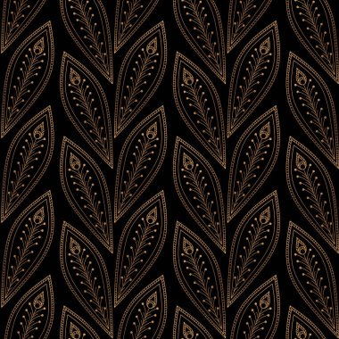 Lüks arka plan vektör. Tavus kuşu tüyleri kraliyet model sorunsuz. Yoga duvar kağıdı, güzellik spa salonu süsleme, düğün öncesi partisine, Hint düğün, tatil Noel kartı için altın siyah vintage tasarım.