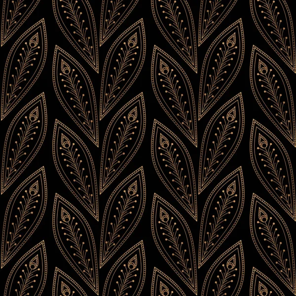 Lüks arka plan vektör. Tavus kuşu tüyleri kraliyet model sorunsuz. Yoga duvar kağıdı, güzellik spa salonu süsleme, düğün öncesi partisine, Hint düğün, tatil Noel kartı için altın siyah vintage tasarım.