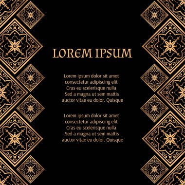 Lüks arka plan vektör. Altın Kraliyet desen. Güzellik spa, düğün töreni, tebrik kartı, yıldönümü şablon, menü kapsayan, Noel ve yeni yıl kavramları için Arapça çini çerçeve tasarımı.