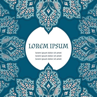 Çiçek Hint desenli tasarlamak vektör çerçeve. Antika Antika çiçek etnik süs tasarım Hindistan lüks düğün, ramazan tebrik, Fas spa, Kaydet tarihi, Gelin Duş, yıldönümü, tatil için.