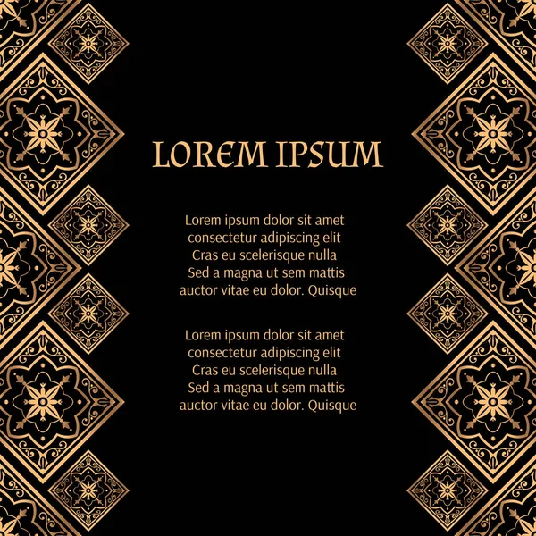 Lüks arka plan vektör. Altın Kraliyet desen. Güzellik spa, düğün töreni, tebrik kartı, yıldönümü şablon, menü kapsayan, Noel ve yeni yıl kavramları için Arapça çini çerçeve tasarımı.