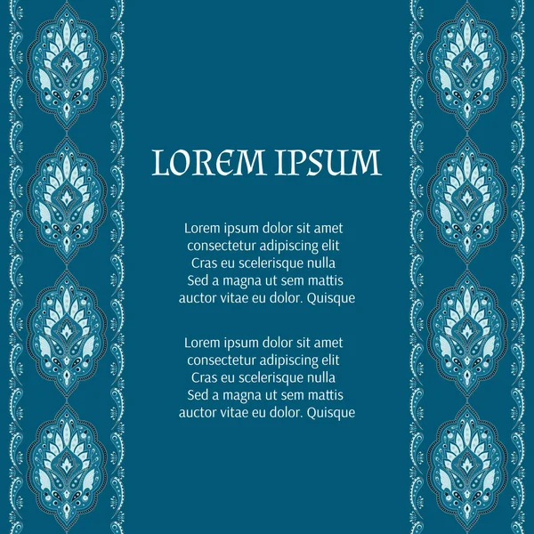Çiçek Hint desenli desenli vektör kartı şablonu. Osmanlı vintage çiçek etnik süs tasarım Hindistan lüks düğün, ramazan tebrik, Fas spa, kaydetmek tarih, Gelin Duş, tatil. 