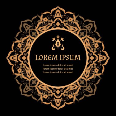 Arka plan vektör lüks Royal çerçeve. Vintage Altın sınır desen çiçek mandala motifi. Düğün davetiyesi için Victoria tasarım kaydetmek tarihi bildirimi kartı, yıldönümü partisi, spa ya da gelin salon.