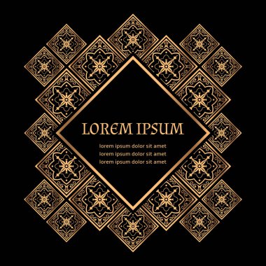 Lüks arka plan vektör. Altın Kraliyet desen. Gövde tasarımı güzellik spa, düğün töreni, tebrik kartı, yıldönümü şablon, menü kapsayan, Noel ve yeni yıl kavramları için Şam.