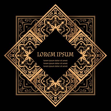 Lüks arka plan vektör. Altın Kraliyet desen. Türk çini gövde tasarımı güzellik spa, düğün töreni, tebrik kartı, yıldönümü şablon, menü kapsayan, Noel ve yeni yıl kavramları.