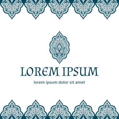 Çiçek Hint desenli desenli vektör sınır kartı. Kraliyet vintage çiçek etnik süs tasarım Hindistan lüks düğün, ramazan tebrik, Fas spa, kaydetmek tarih, Gelin Duş, yıldönümü. 