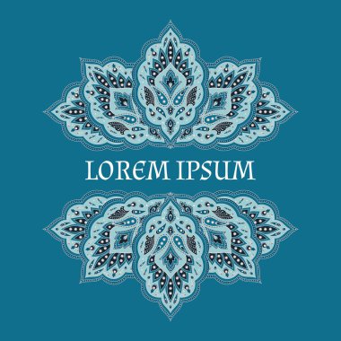 Çiçek Hint desenli desenli vektör sınır kartı. Arap vintage çiçek etnik süs tasarım Hindistan lüks düğün, ramazan tebrik, Fas spa logosu için kaydetmek tarih, Gelin Duş, yıldönümü. 