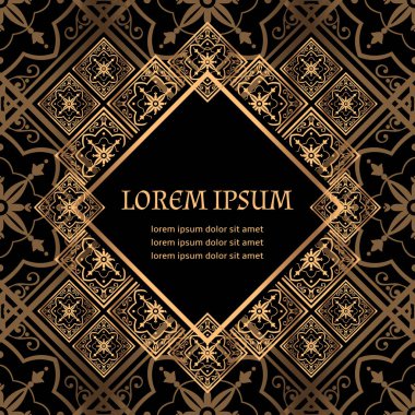 Lüks arka plan vektör. Altın Kraliyet desen. Art deco gövde tasarımı güzellik spa, düğün töreni, tebrik kartı, yıldönümü şablon, menü kapsayan, Noel ve yeni yıl kavramları.