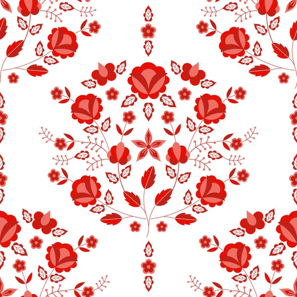 Polish Folk Pattern Vector Seamless Floral Ethnic Ornament Slavic Eastern — Stock Vector