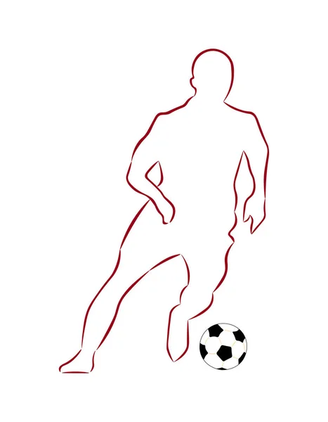 Beyaz arka plan üzerinde izole bir futbolcu topuyla silueti olduğunu.