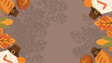 Şükran Günü kartı, balkabağı ve vektör çizimi.