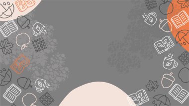 Bir kitap ve bir fincan çayın arka planının vektör çizimi.