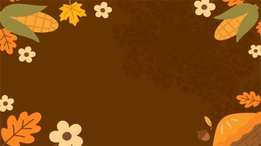 Palamut ve balkabağı vektör illüstrasyonlu sonbahar yaprakları