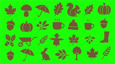 sonbahar simgeleri, vektör çizimi