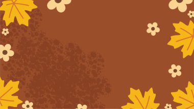 Sonbahar yaprakları ve akçaağaç yaprakları arka planda