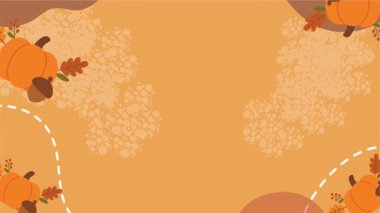 Yapraklar ve balkabaklarıyla sonbahar afişi, Şükran Günü