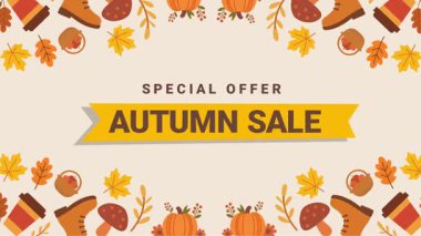 Renkli sonbahar yapraklı sonbahar indirimi afişi, vektör arkaplan