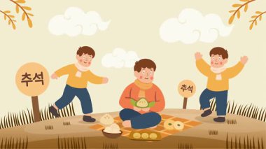 Chuseok törensel arkaplan canlandırma vektör biçimi