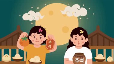 Chuseok törensel arkaplan canlandırma vektör biçimi