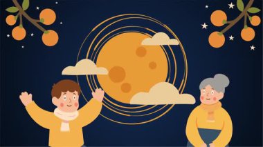 Chuseok törensel arkaplan canlandırma vektör biçimi